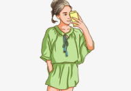 买手机的小姐姐图片卡通,萌态可掬的购物瞬间